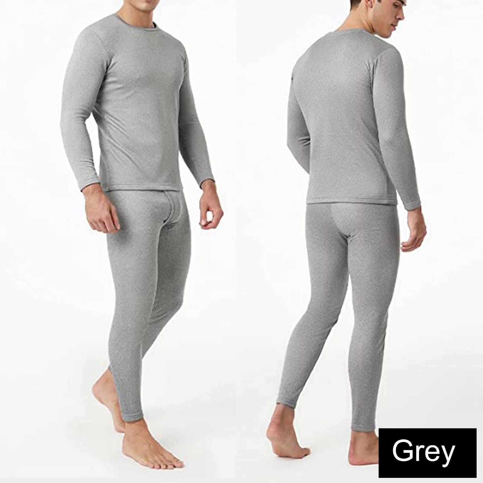 Men Winter Fleece Lined 100% Cotton Thermal Long Johns Top Bottom Underwear Set