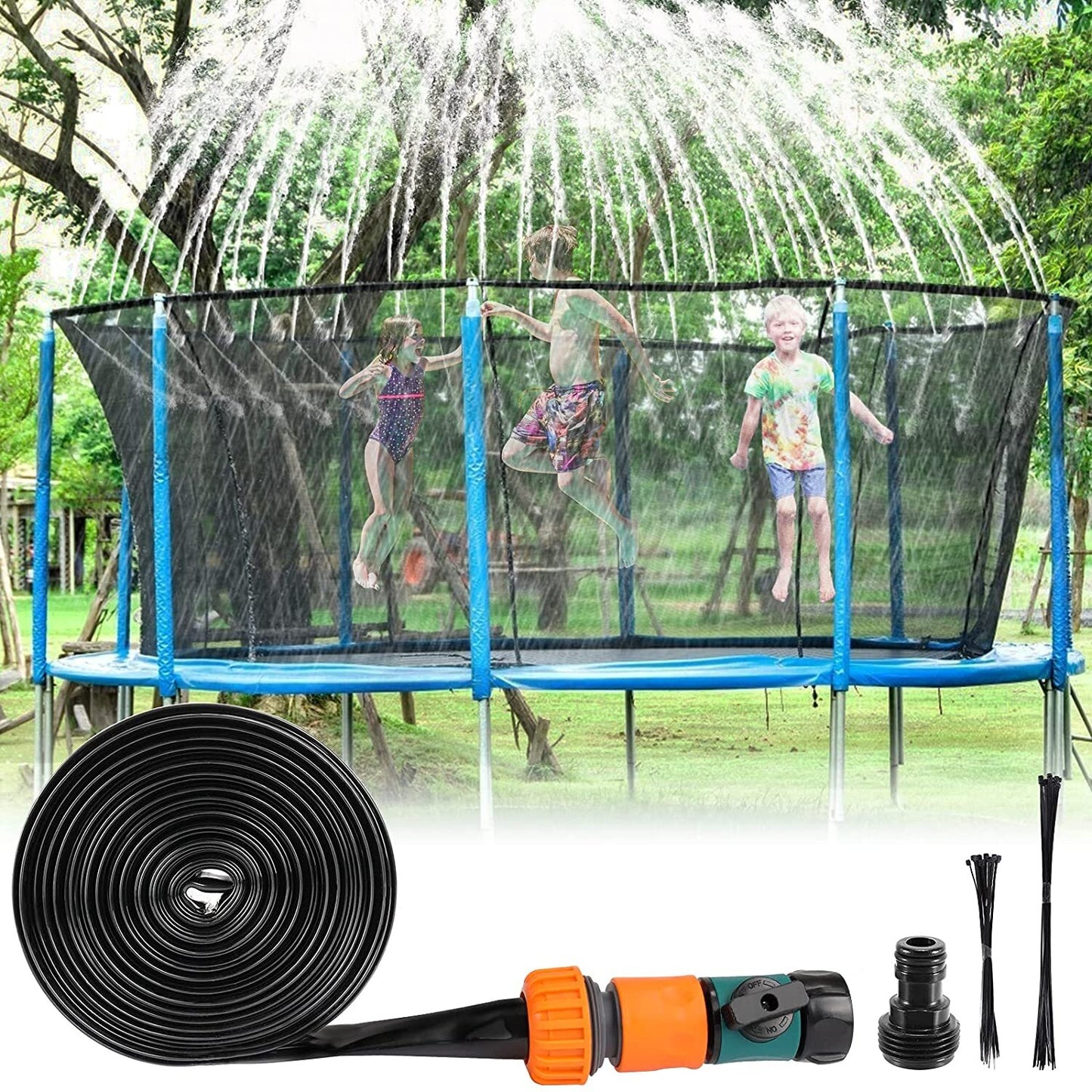 Trampoline Sprinkler Trampoline Water Sprinkler for Kids, 39.3FT Outdoor Water