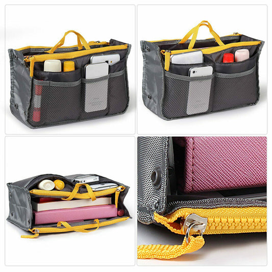 Women Travel Insert Handbag Purse Large Liner Tidy Organizer Makeup Bag Case US