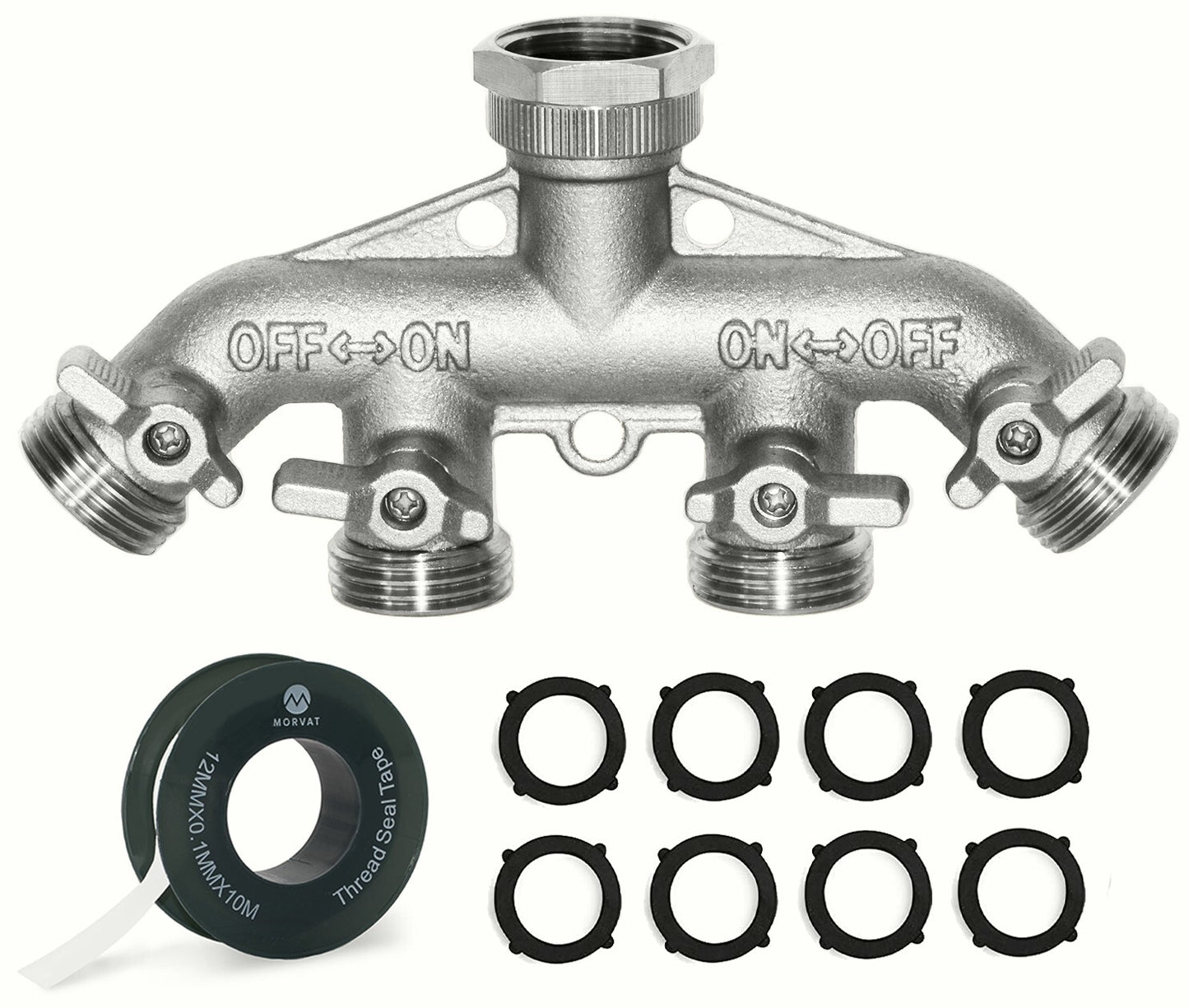 Heavy Duty Nickel Plated Brass 4 Way Garden Hose Splitter for Garden Lawn Outdoor