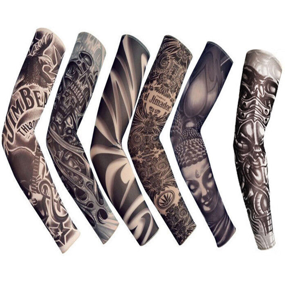 6 Pcs Cooling Arm Sleeves Outdoor Sport UV Sun Protection Arm Cover Tattoo Art