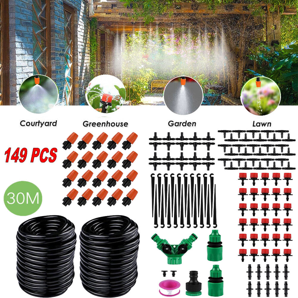 100Ft Misting Cooling Outdoor System Patio Garden Mister Nozzle Water Irrigation