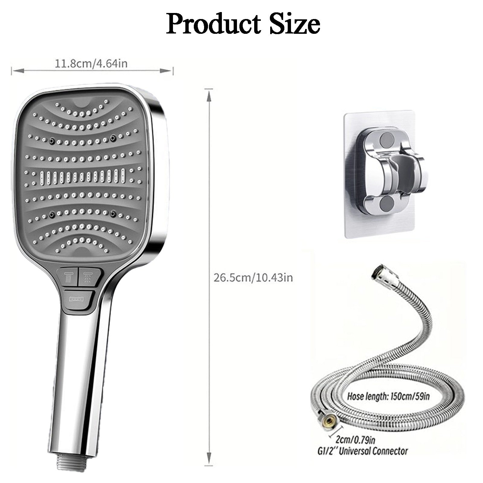 High Pressure Shower Head 8 Settings Handheld Shower Spray with 5 FT Hose+Holder