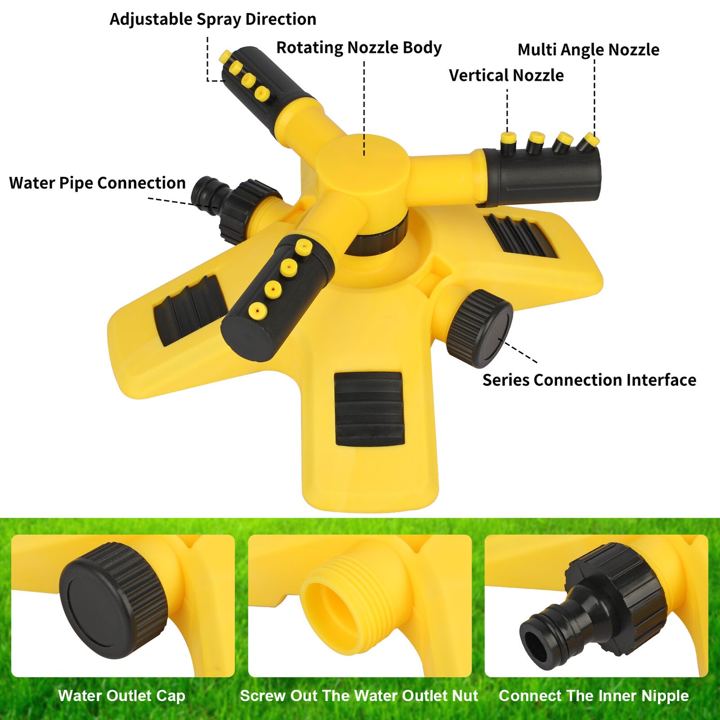 360° Automatic Rotating Lawn Sprinkler – 2 Spray Modes, Wide Coverage, Garden & Lawn Irrigation