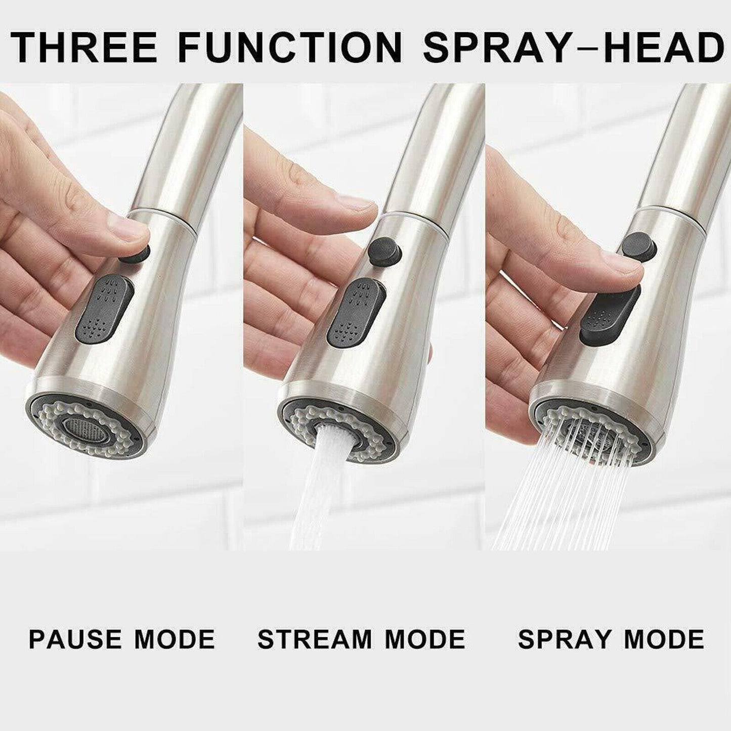 Kitchen Sink Faucet Brushed Nickel Single Handle Swivel Pull down Sprayer Mixer