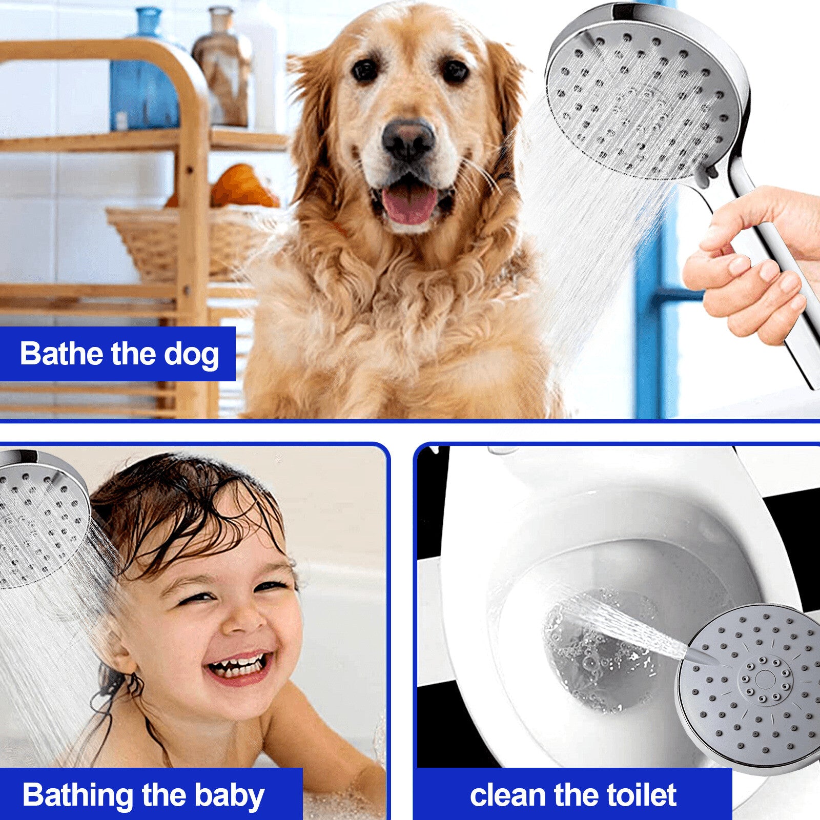 8'' High Pressure Square Rain Shower Head with Adjustable Handheld Spray Combo