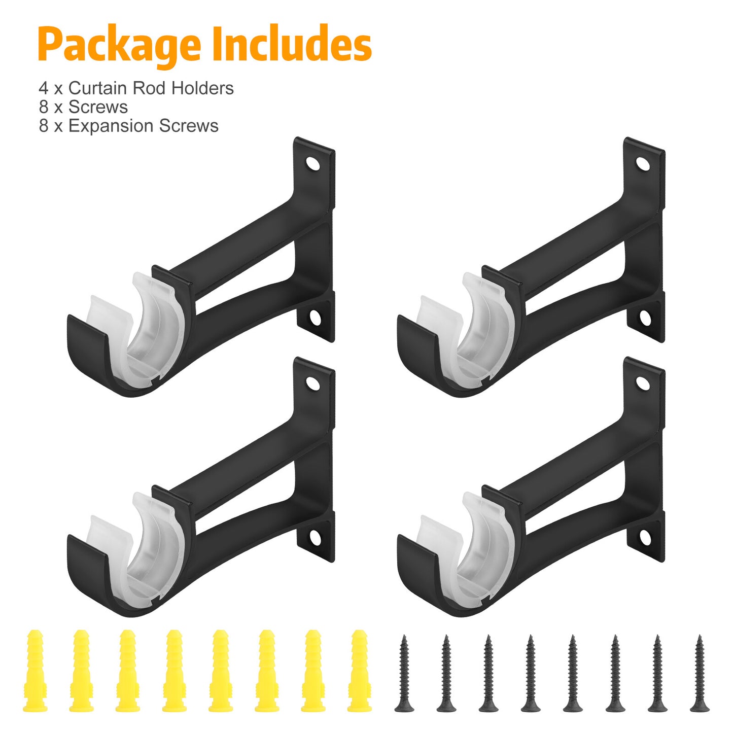 4Pcs Curtain Pole Rod Brackets Window Holder Aluminum Alloy Heavy Duty Hardware