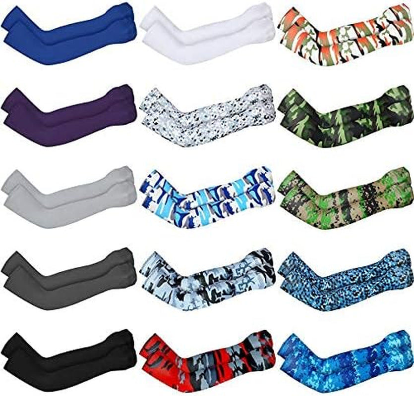 15 Pairs Unisex Arm Sleeves UV Protection Arm Covers Cooling Protective Arm Sleeves for Running Cycling Driving Outdoor