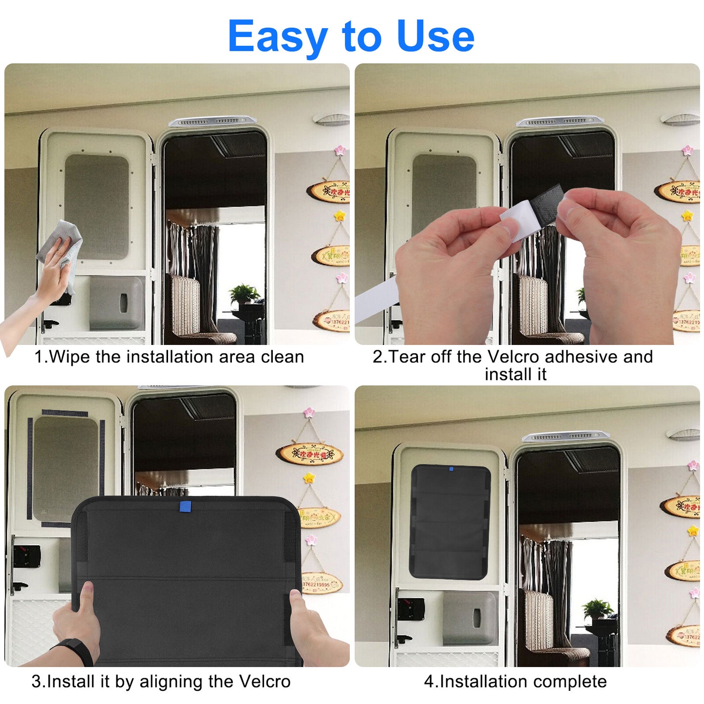 16X25" Foldable RV Vent Cover Blackout Skylight Shade UV Block & Waterproof