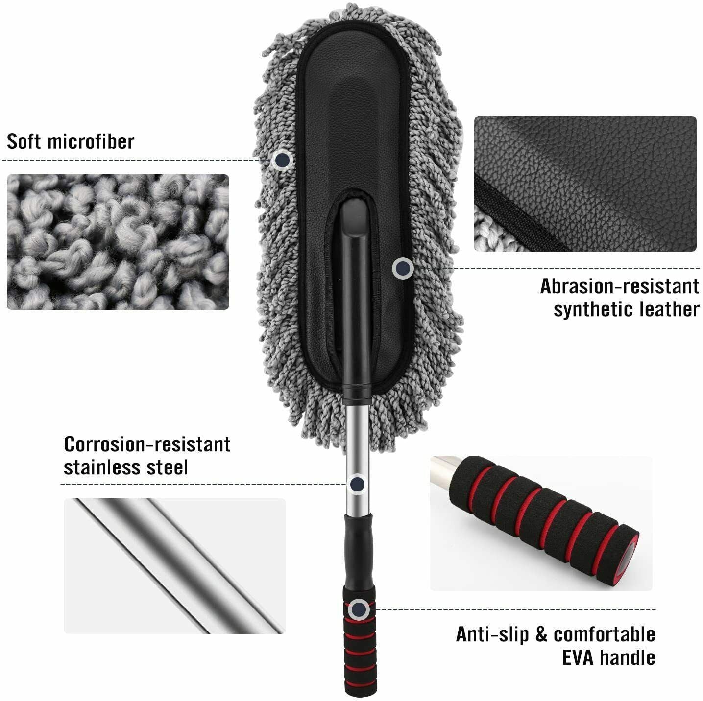 Car Cleaning Duster Microfiber Large Home Wax Treated Plastic Handle Brush