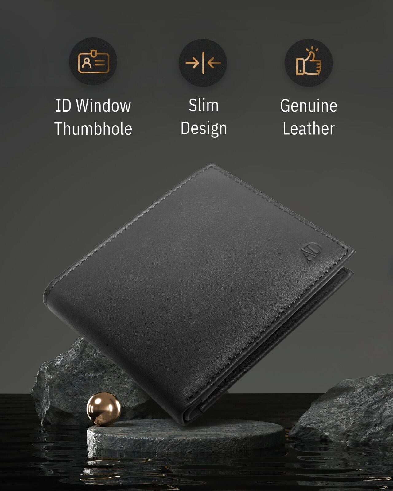 Genuine Leather RFID Blocking Bifold Wallet for Men Slim Mens Wallet Minimalist