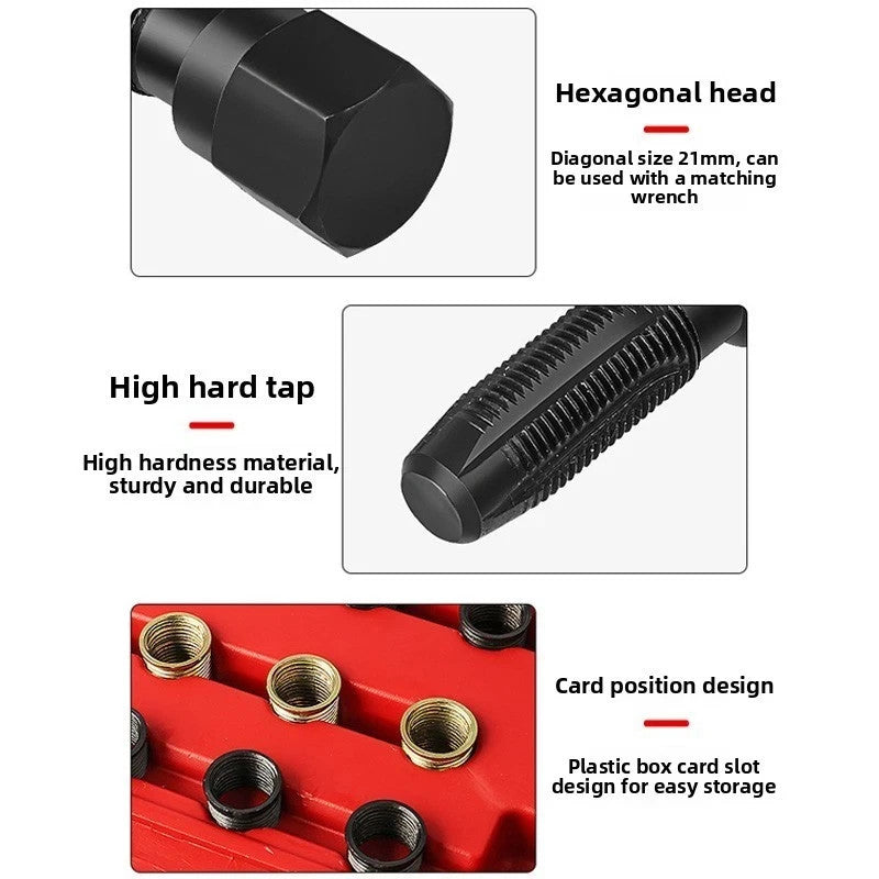 16Pc Spark Plug Thread Repair Rethreading Tool Kit M16 Threaded Coil Insert