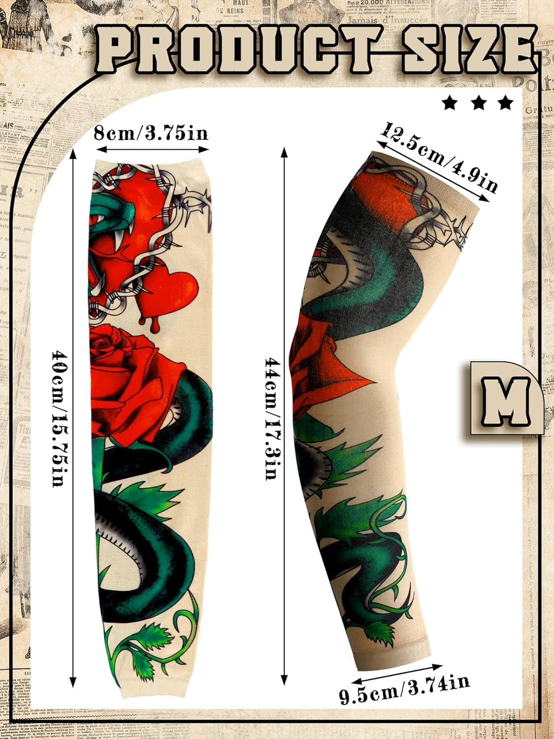 12 Pieces Cool Tattoo Sleeves Set Fake Arm Sleeves Cover Soft Elasticity Arm Protection 