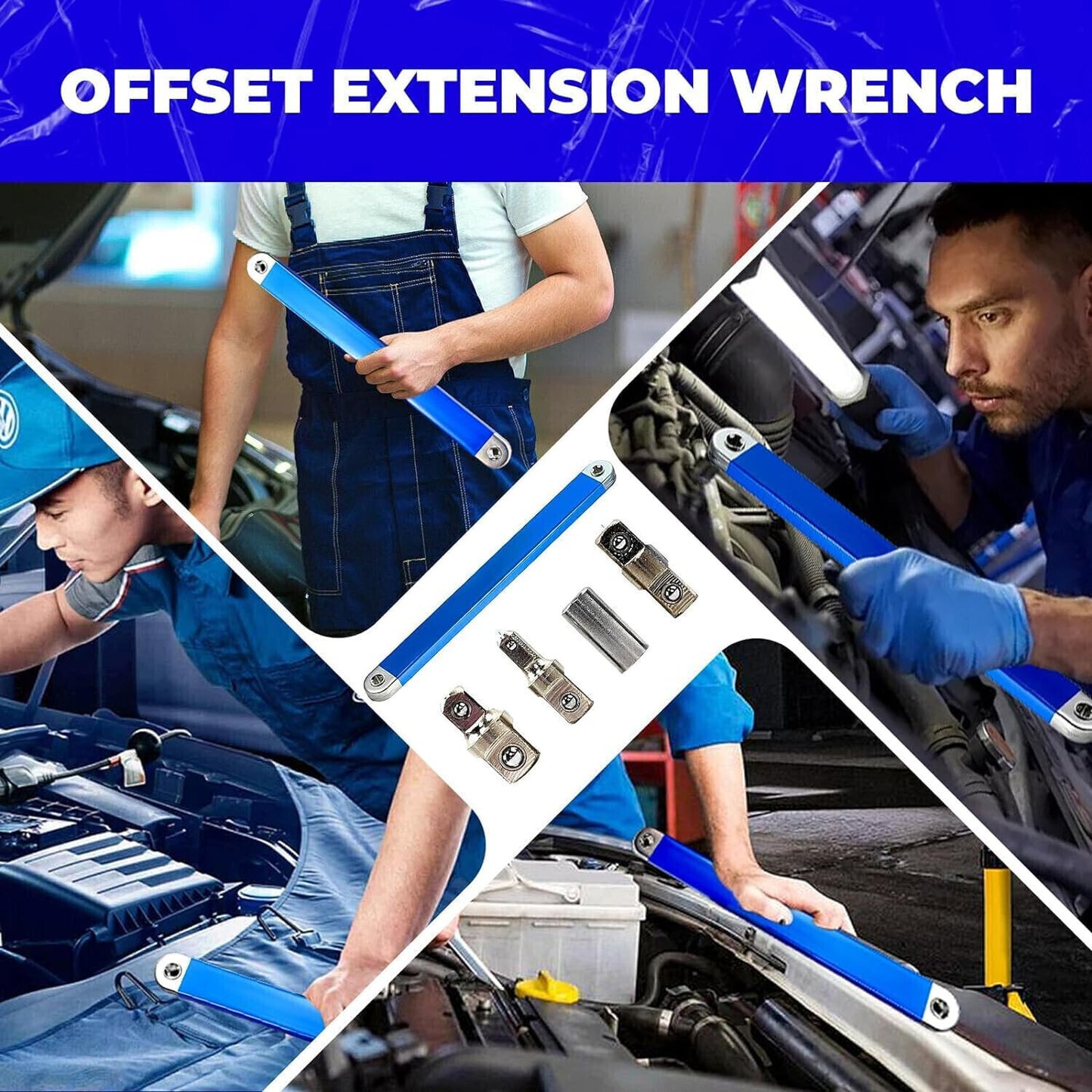 Offset Extension Wrench Set Ratchet Spanner Wrench with Extender Adapter Fast