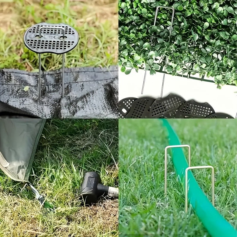 101 Pack Stainless Garden Stakes Landscape Staples Set with Mats& Precision Hook