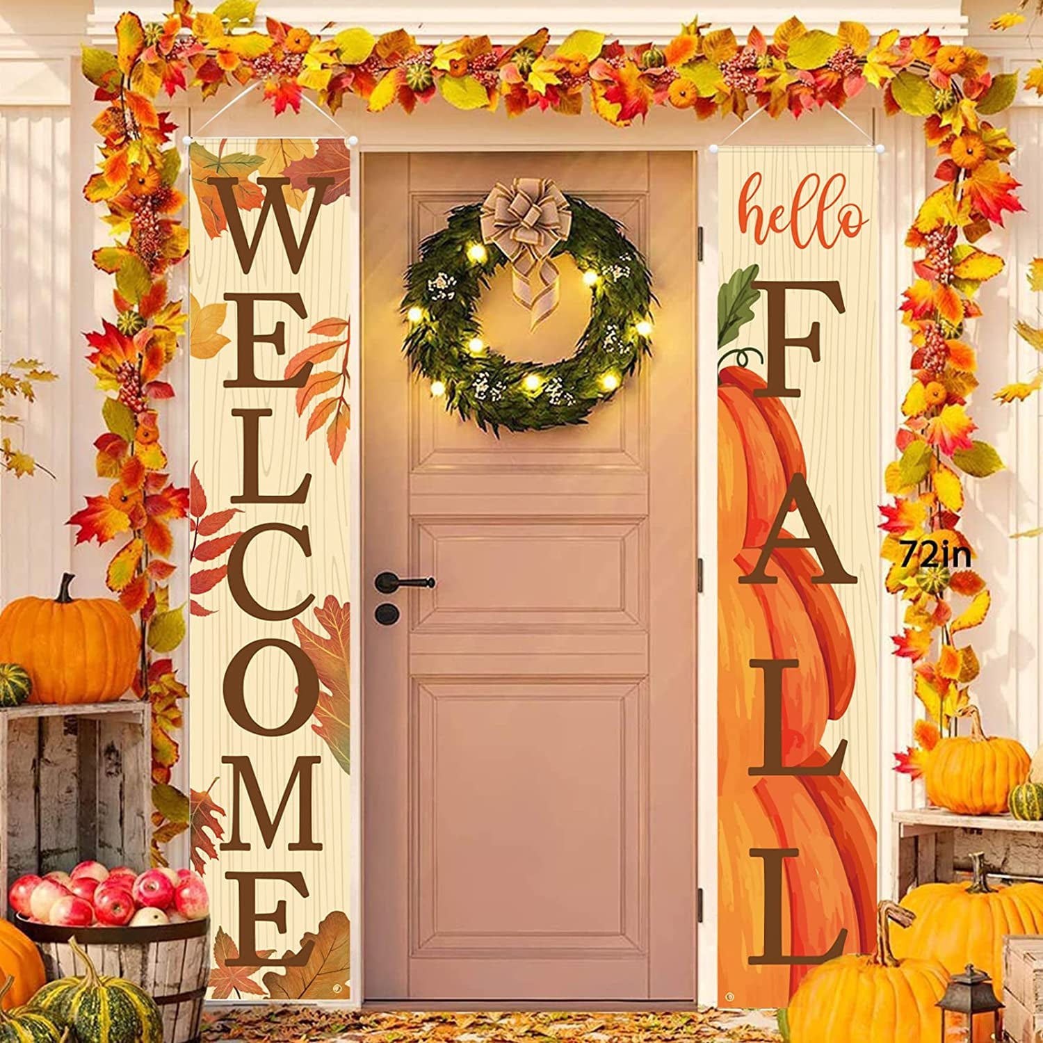 Fall Decor Fall Decorations for Home Welcome & Hello Fall Signs for Front Door Harvest Decoration 