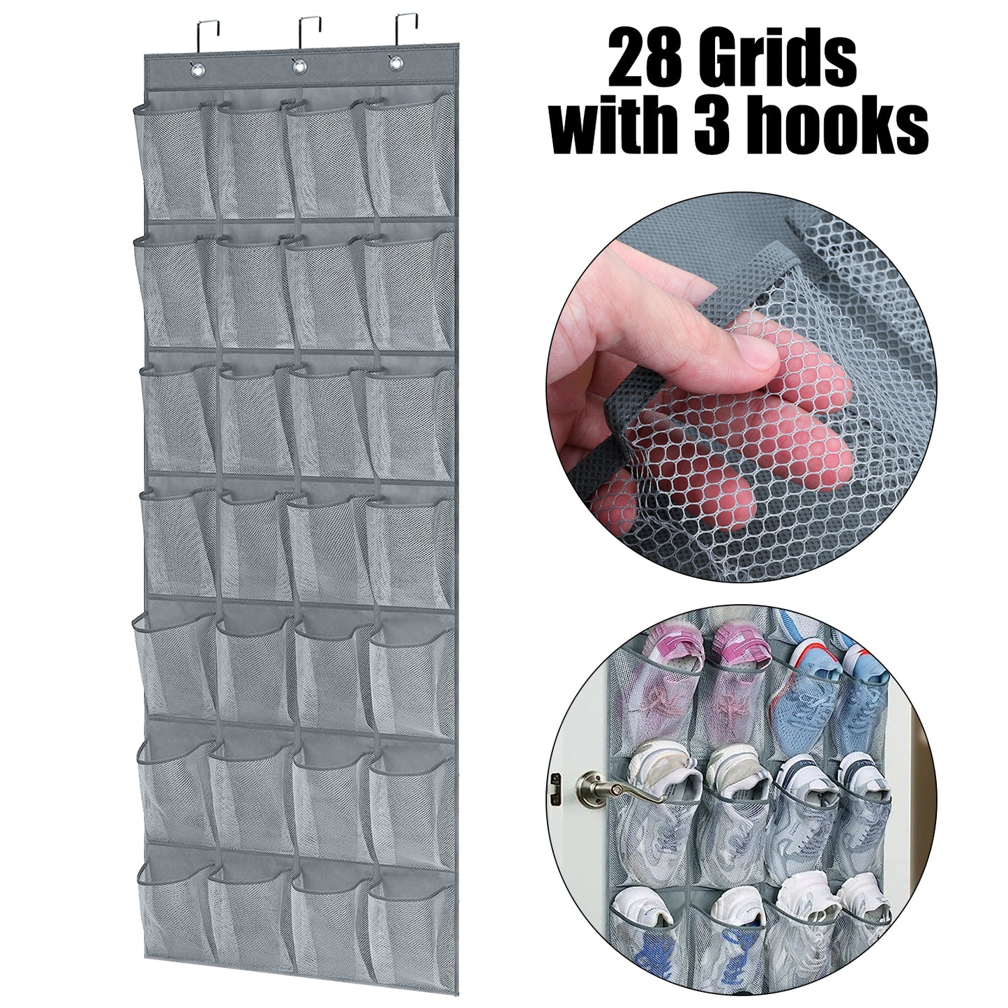 Over Door Shoe Organizer Rack Hanging Storage Holder Hanger Bag Closet 28 Grids