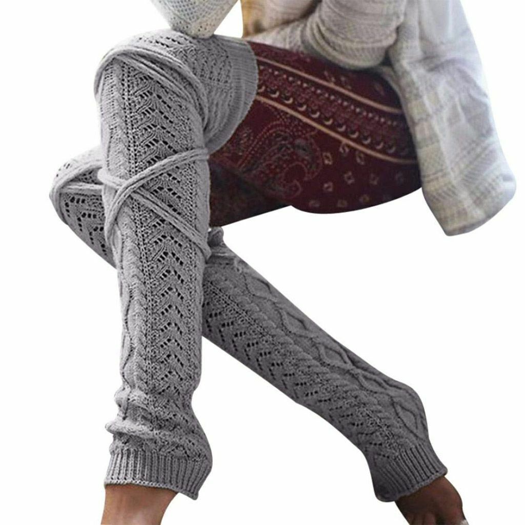 Long Socks Warm over Knee High Wool Knitted Women Thick Stockings Thigh Winter