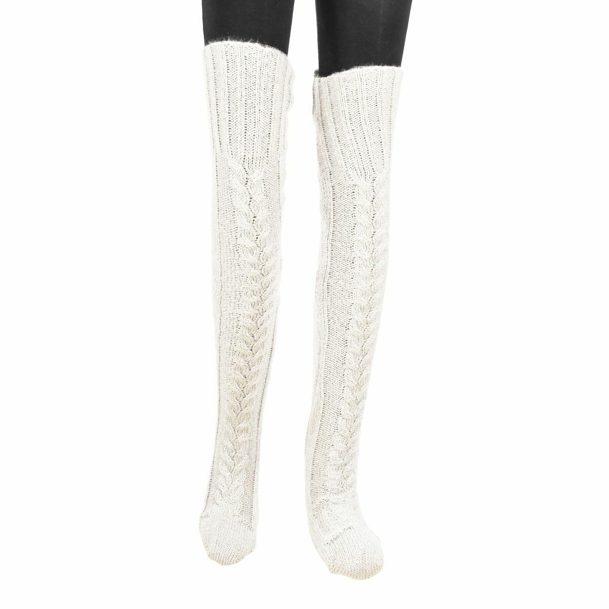 Long Socks Warm over Knee High Wool Knitted Women Thick Stockings Thigh Winter