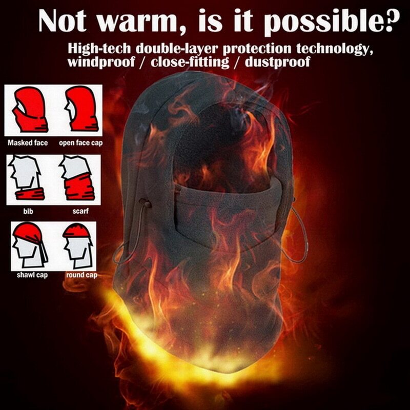 Windproof Fleece Neck Winter Warm Balaclava Ski Full Face Mask for Cold Weather