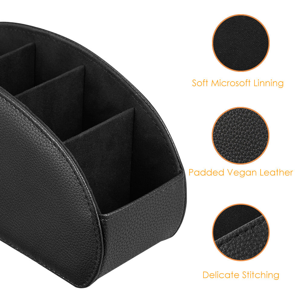 5 Compartments Black Remote Control Holder TV Remote Caddy Desktop Organizer