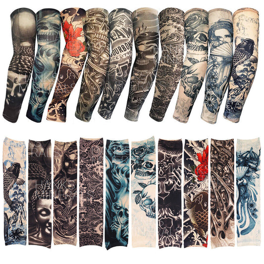 10-Pack Temporary Tattoo Sleeves Body Art Cooling Fake Slip on Arm Sun Protector