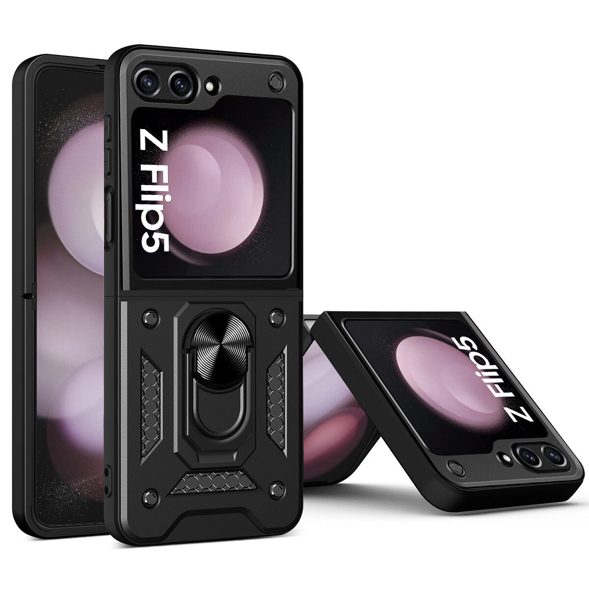 Shockproof Case For Samsung Galaxy Z Flip6 Flip5 4 Case Shockproof Stand Slide Camera Ring Cover
