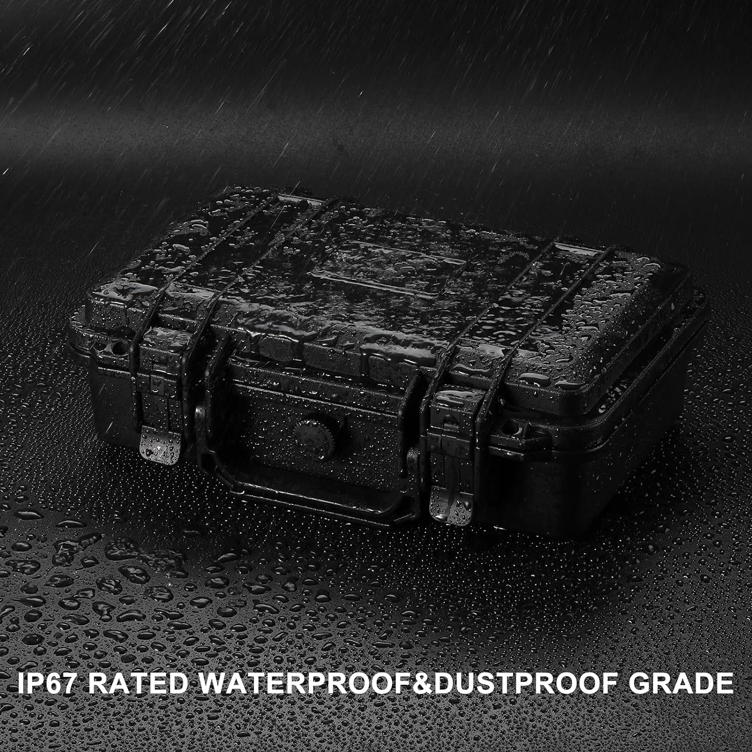 Portable Tool Box with Shock- Proof Sponge Waterproof Hard Case with Foam Insert 11.6"L×8.3"W×3.9"H