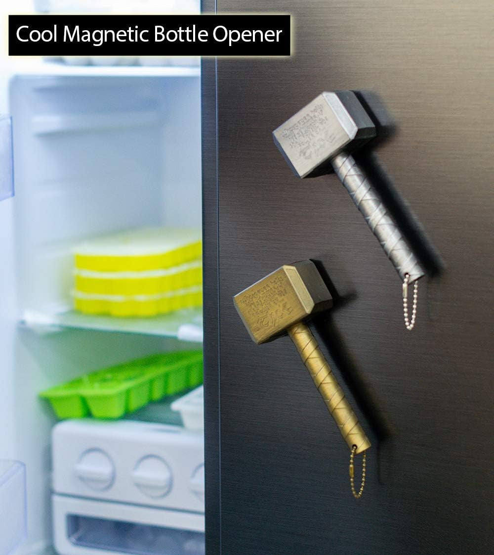 2-Pack Magnetic Hammer Shaped Beer Opener and Hammer Keychain Bottle Opener for Men, Husband, Dad, Grandpa, Boyfriend