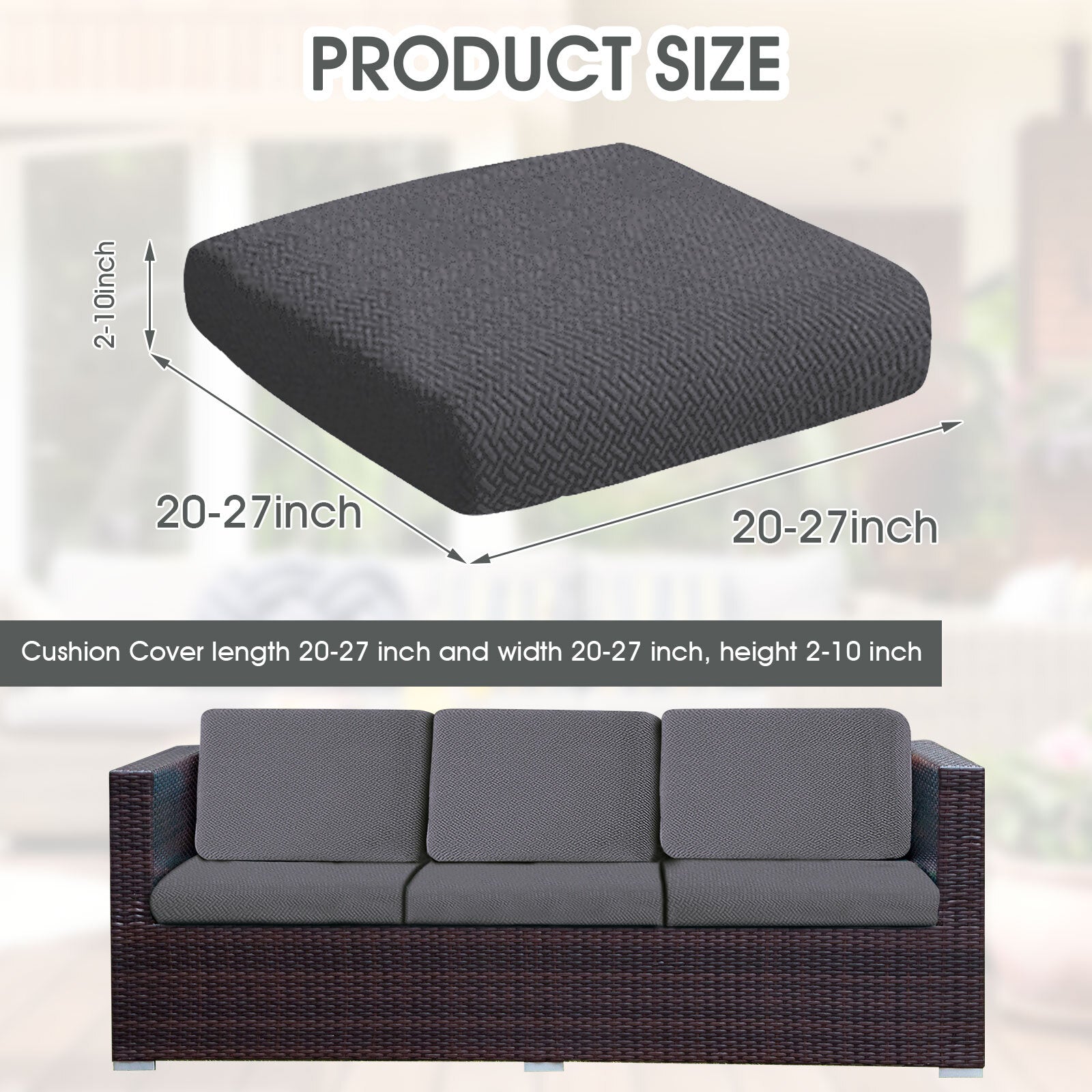 2pcs 100% Waterproof Patio Stretch Sofa Cushion Covers Outdoor Chair Cushion Covers