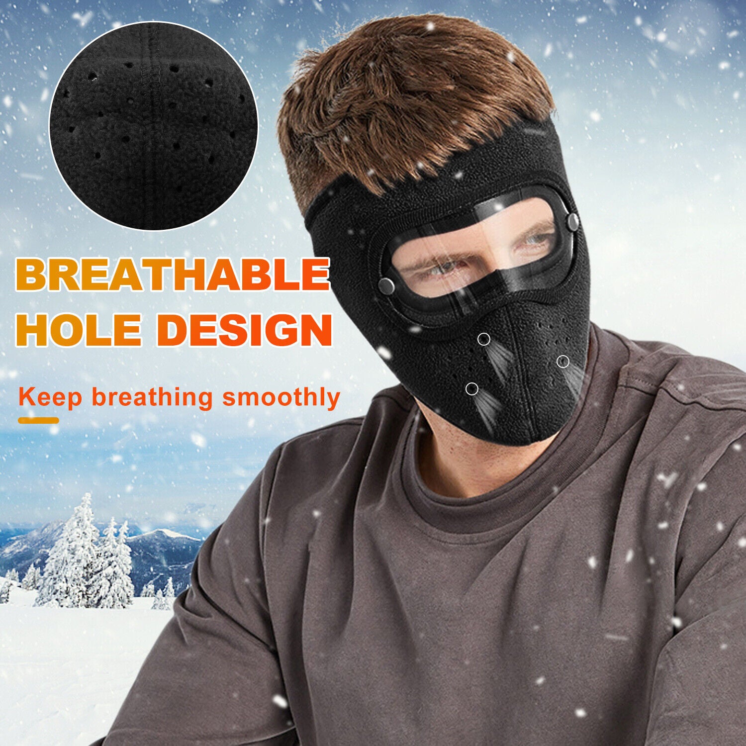 Fleece Warm Winter Balaclava Face Mask with Anti-Fog Goggles Windproof Skull Cap