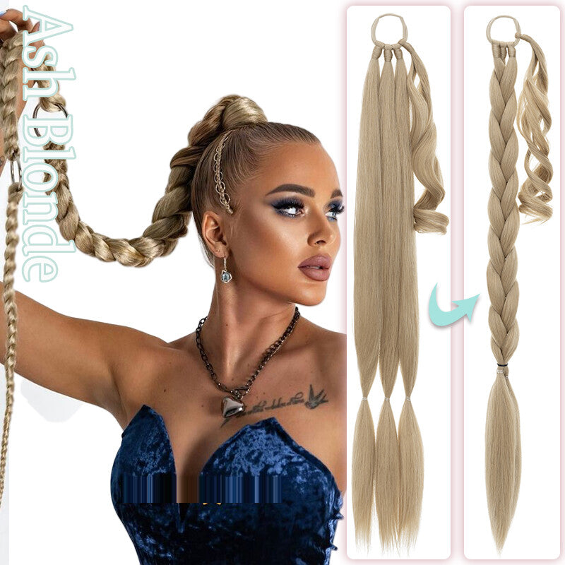 Natural as Human Braids Ponytail Wrap Bubble Thick Braiding Hair Extensions 34In