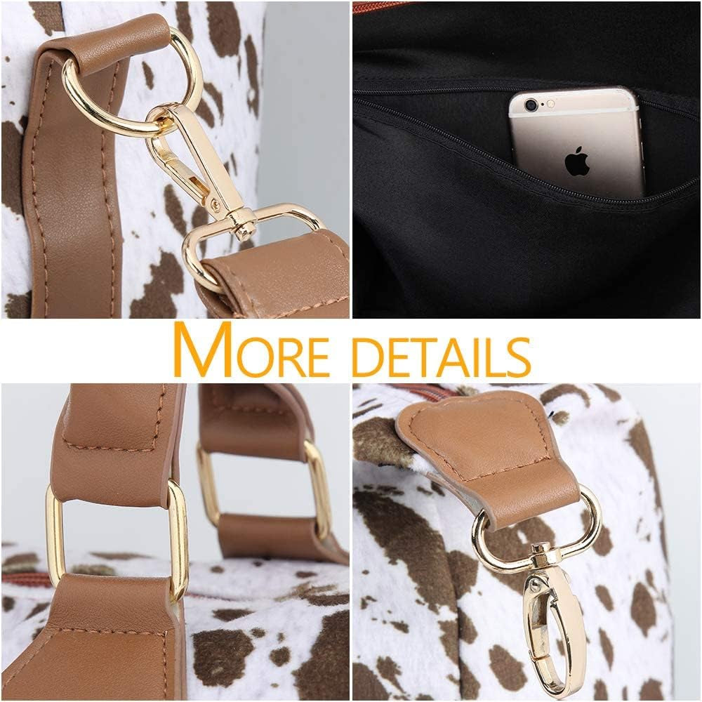 Cow Print Travel Duffle Bag Large Capacity Weekender Bag for Women