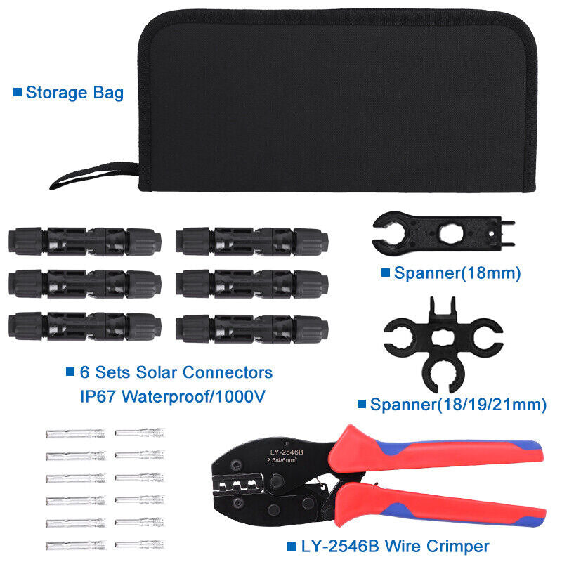 Crimping Tool Set Panel PV Cable Connector Wire Crimper Pliers AWG14-10