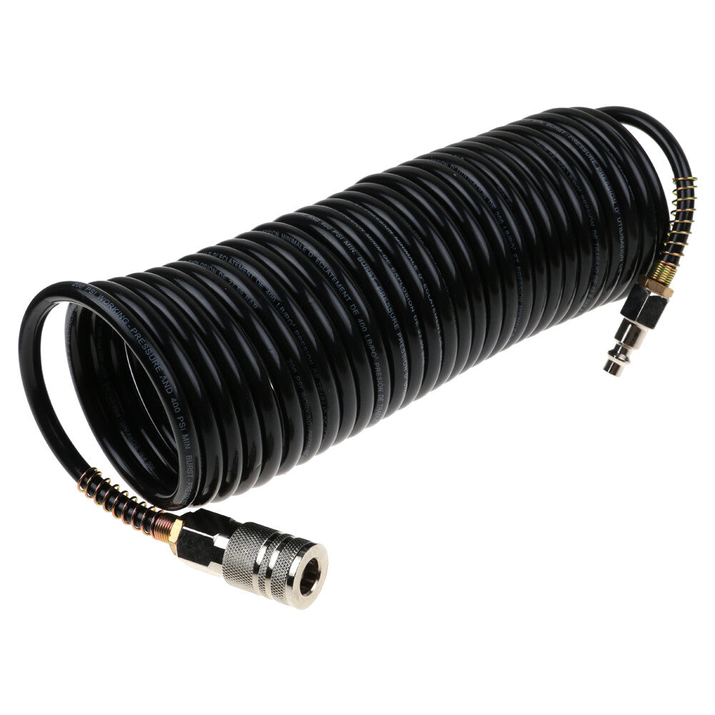 25FT Air Compressor Hose with 1/4'' NPT Fitting – Heavy-Duty Rubber for Roofing & Carpentry