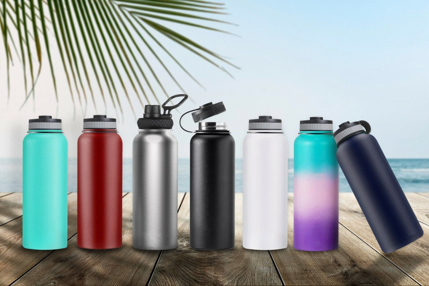Water Bottle Stainless Steel Vacuum Double Wall Insulation Sport Wide Mouth 40 Oz 