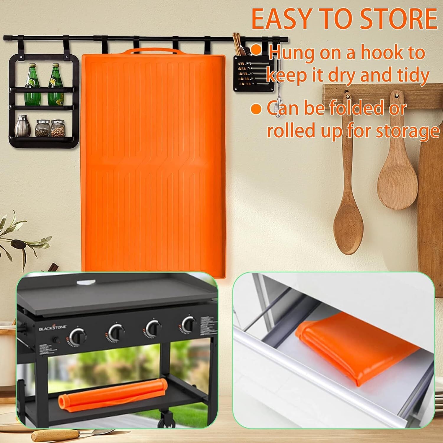 Silicone Griddle Mat Cover for 36'' Blackstone – Non-Stick, Heat-Resistant, Includes Free Drip Tray