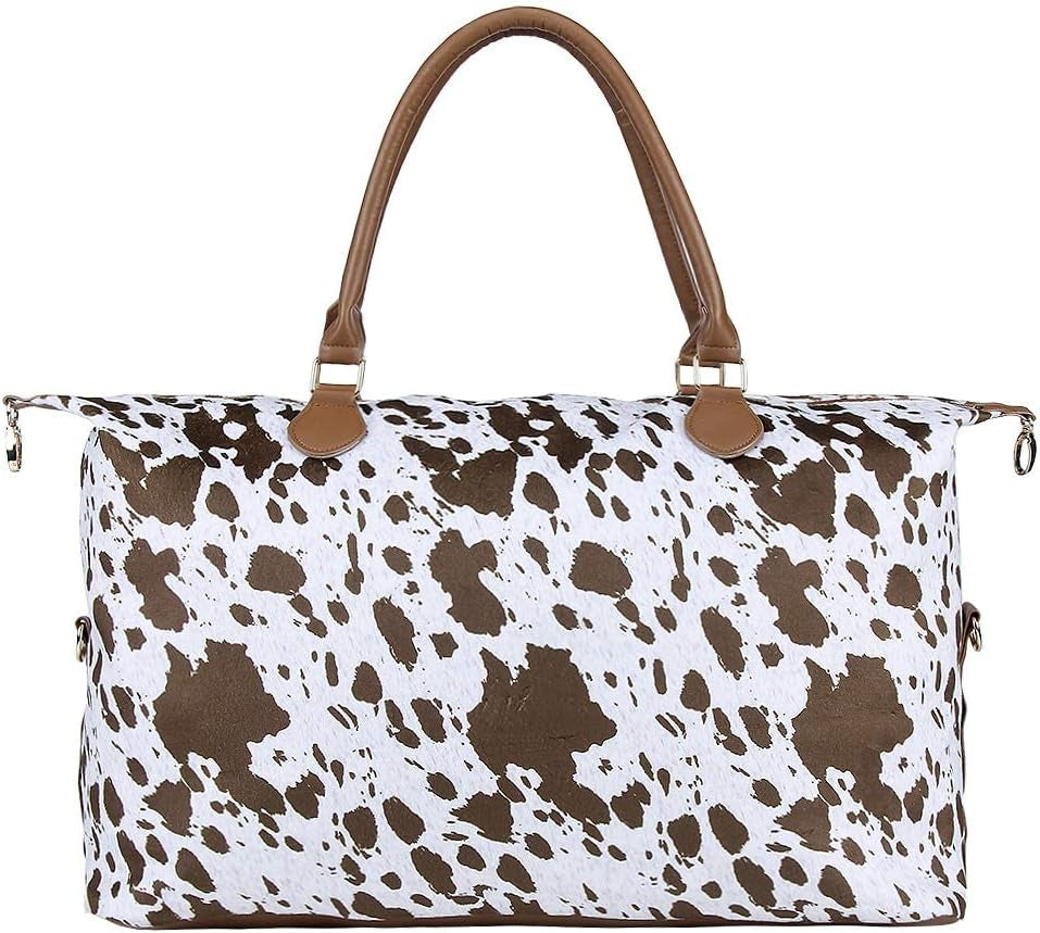 Cow Print Travel Duffle Bag Large Capacity Weekender Bag for Women