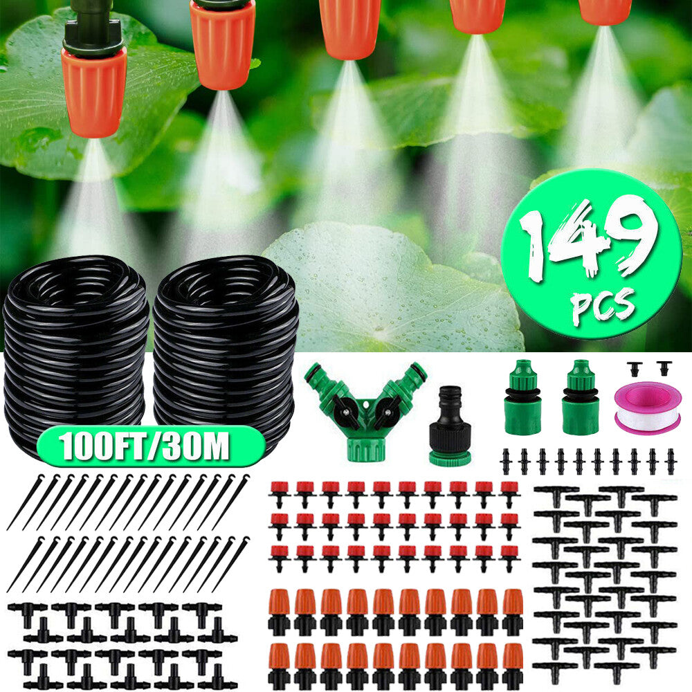 100Ft Misting Cooling Outdoor System Patio Garden Mister Nozzle Water Irrigation