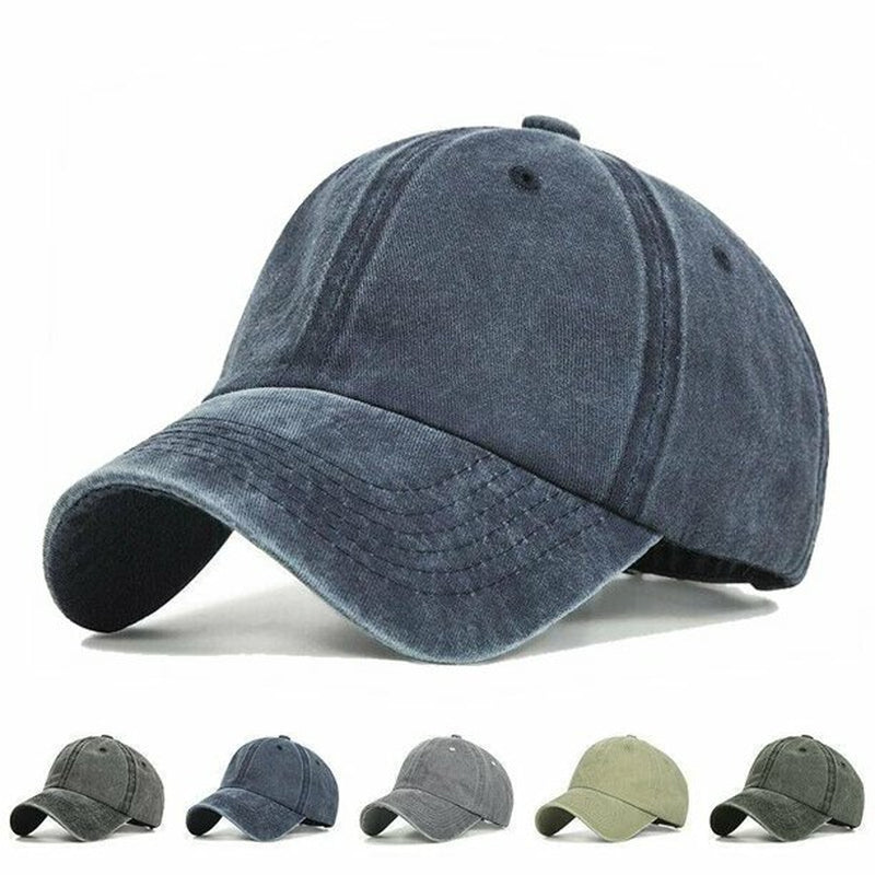 PONYTAIL HAT MESSY HIGH BUN DAD HAT PONYCAP ADJUSTABLE SOLID COTTON DISTRESSED W