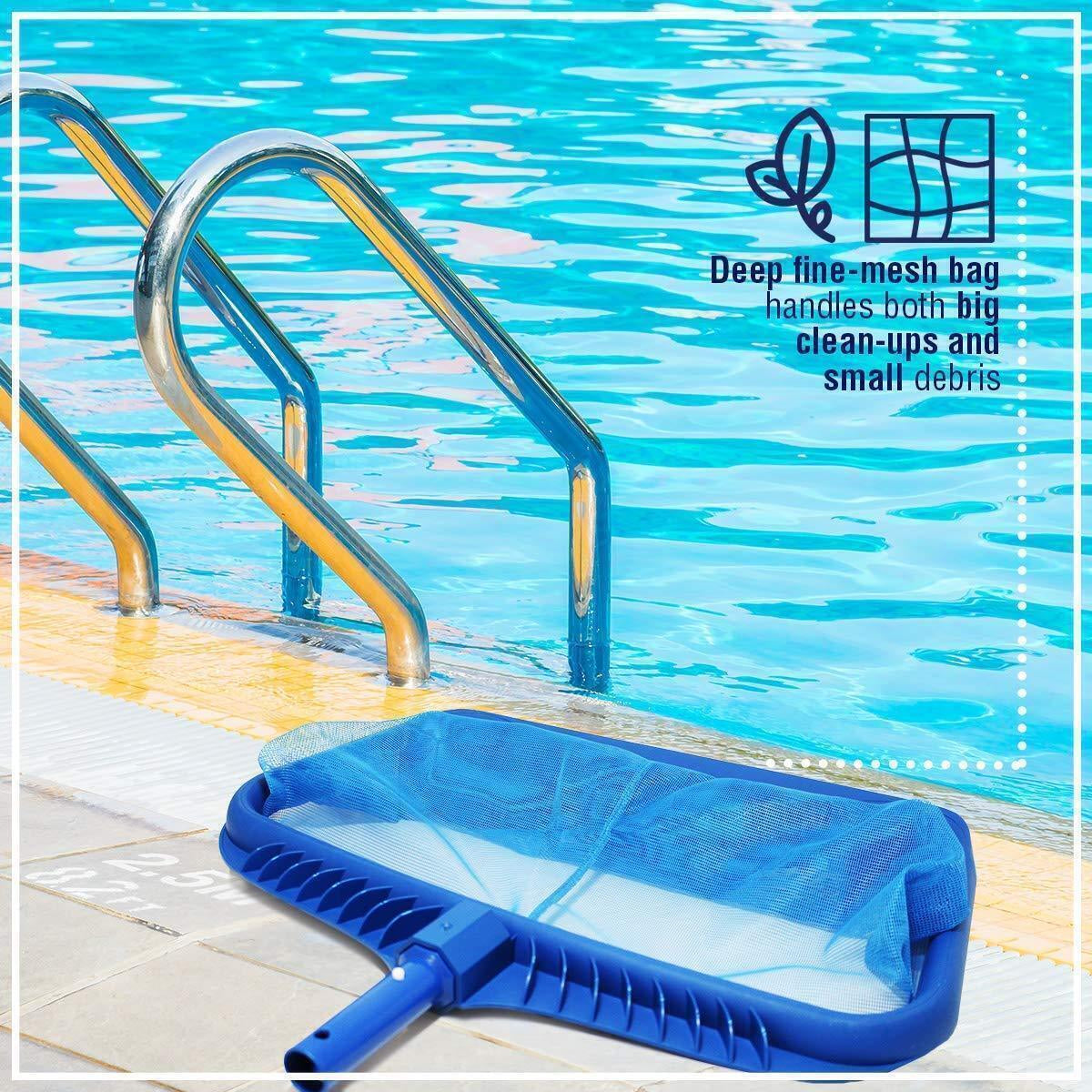 Heavy Duty Pool Skimmer Leaf Rake Net Scooper, Cleaning Swimming Pool, Fine Mesh