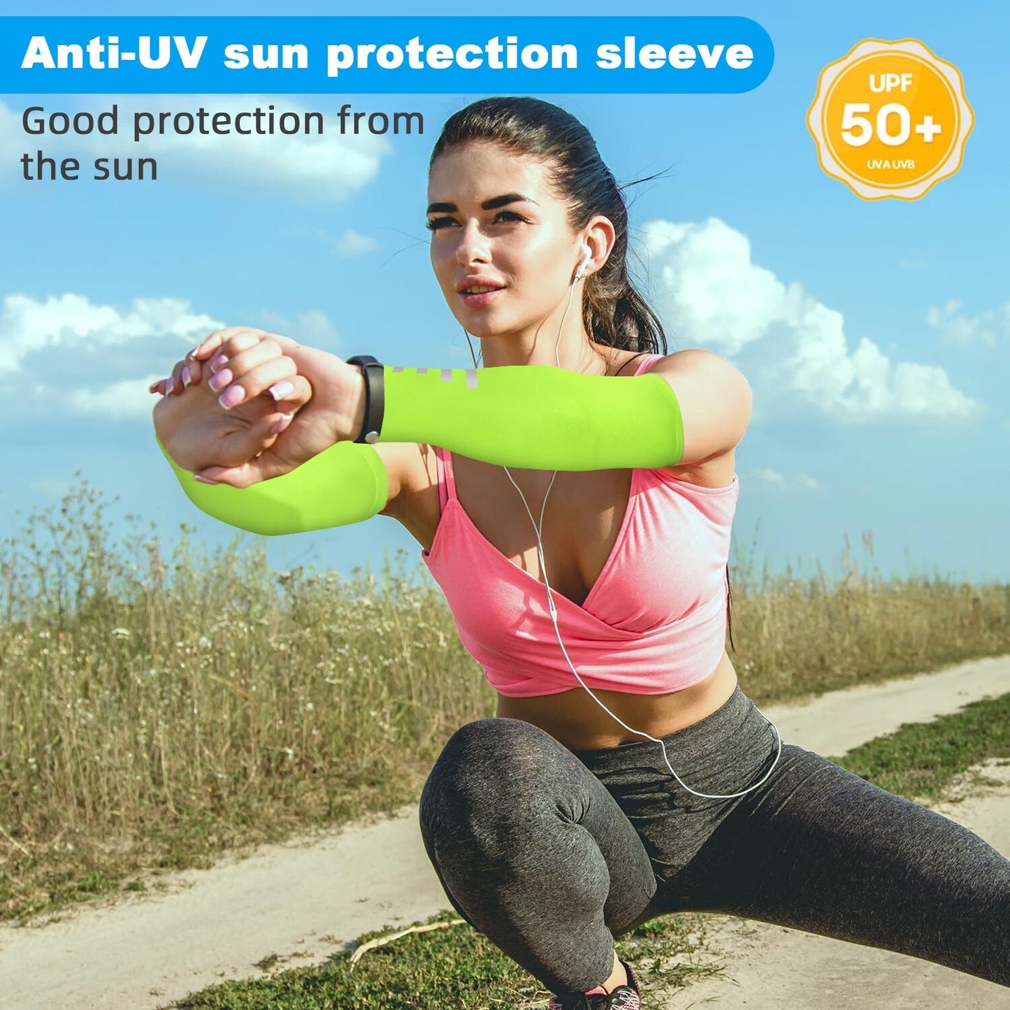 Reflective Sleeves Sunscreen Arm Sleeves Cycling Running UV Protection UPF 50+