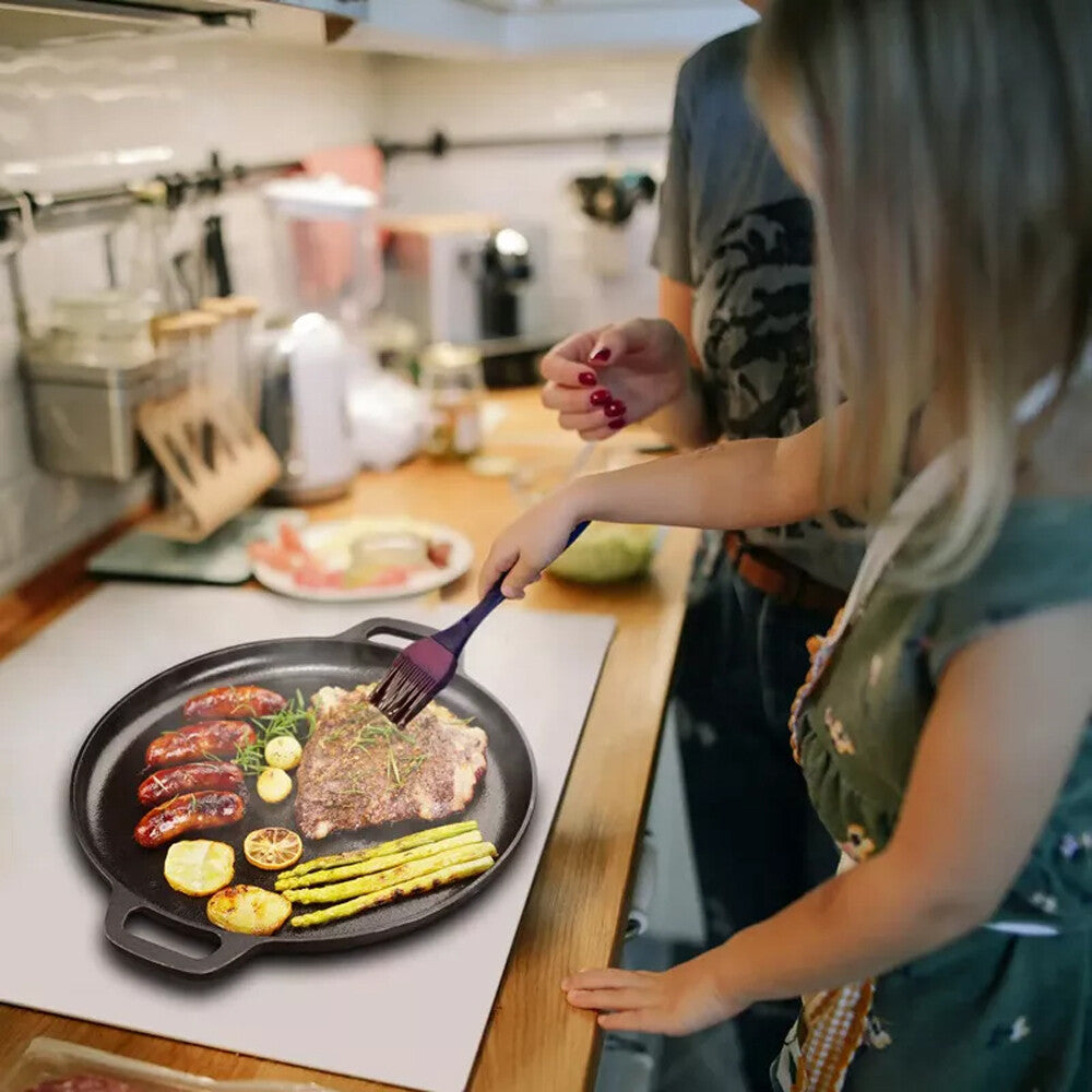 11'' Cast Iron Pizza Pan Kit Skillet Kitchen Cookware Frying Baking Cooking US
