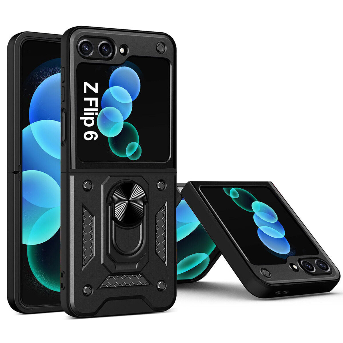 Shockproof Case For Samsung Galaxy Z Flip6 Flip5 4 Case Shockproof Stand Slide Camera Ring Cover