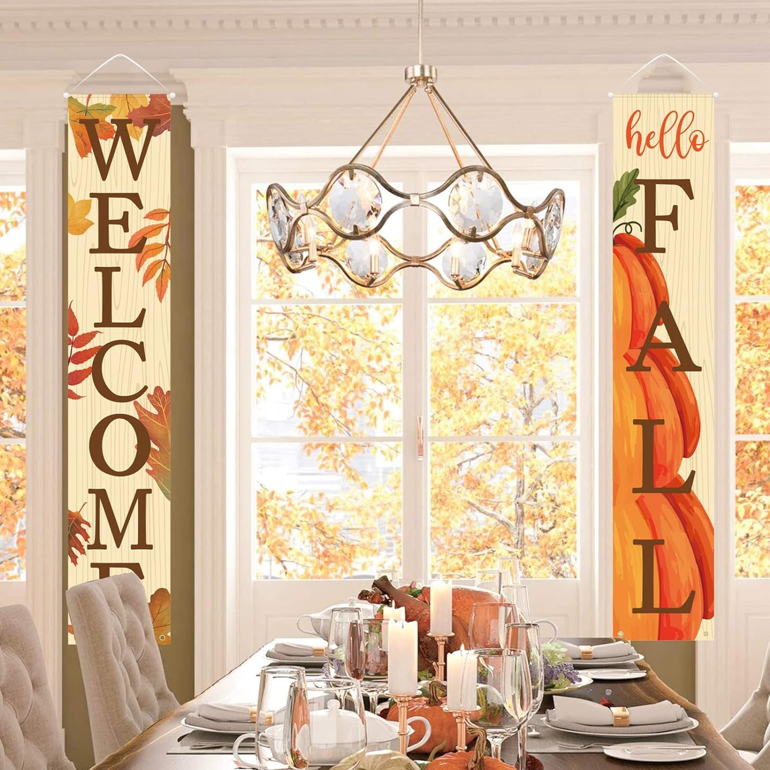 Fall Decor Fall Decorations for Home Welcome & Hello Fall Signs for Front Door Harvest Decoration 