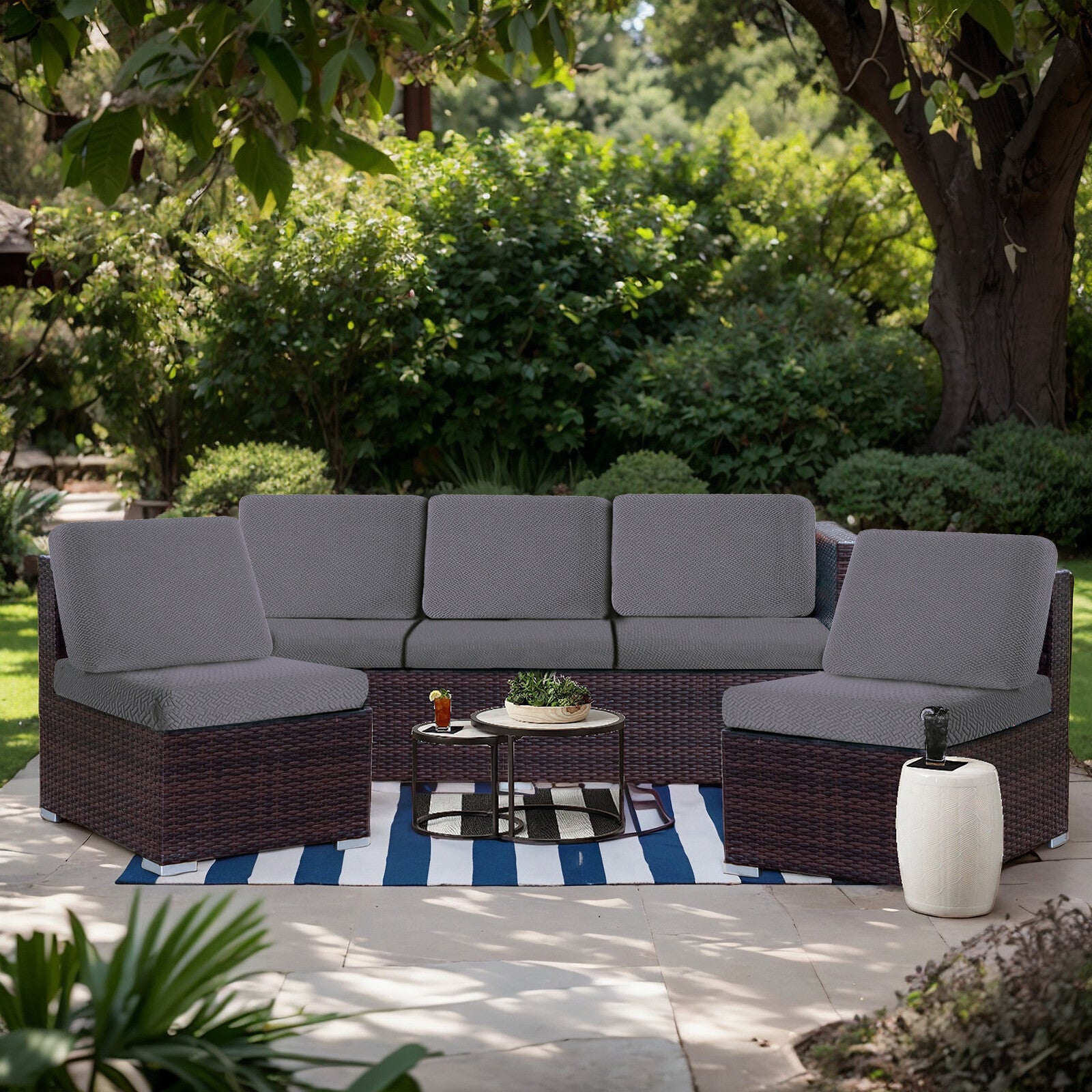 2pcs 100% Waterproof Patio Stretch Sofa Cushion Covers Outdoor Chair Cushion Covers