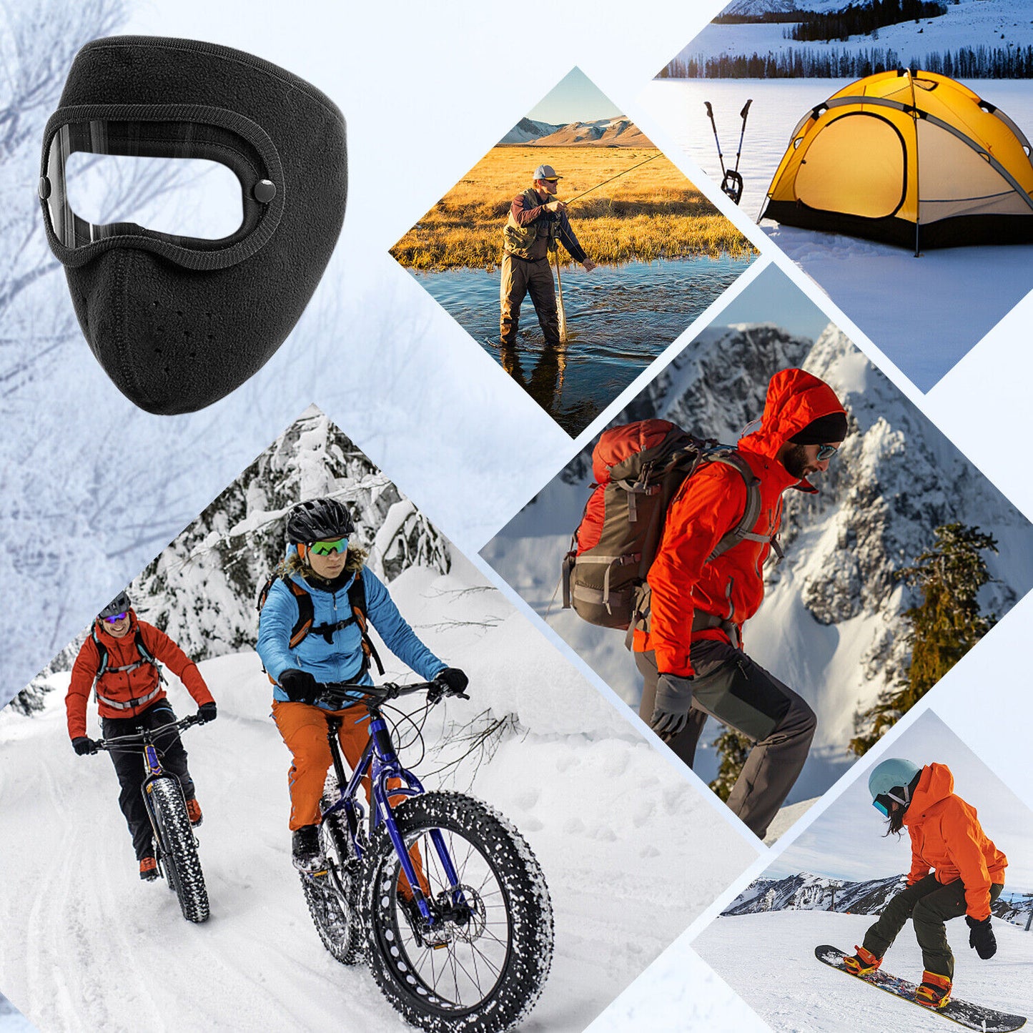 Fleece Warm Winter Balaclava Face Mask with Anti-Fog Goggles Windproof Skull Cap