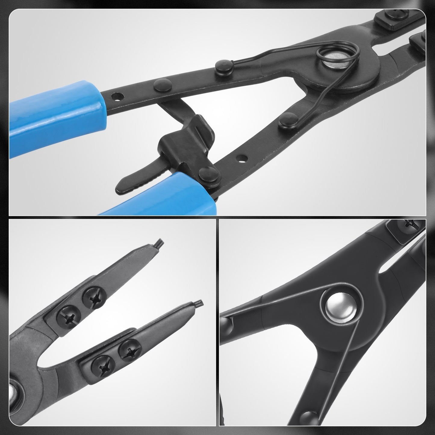 [2Pcs] 10" Circlip Plier Set Heavy Duty Internal External Snap Ring Pliers Kit