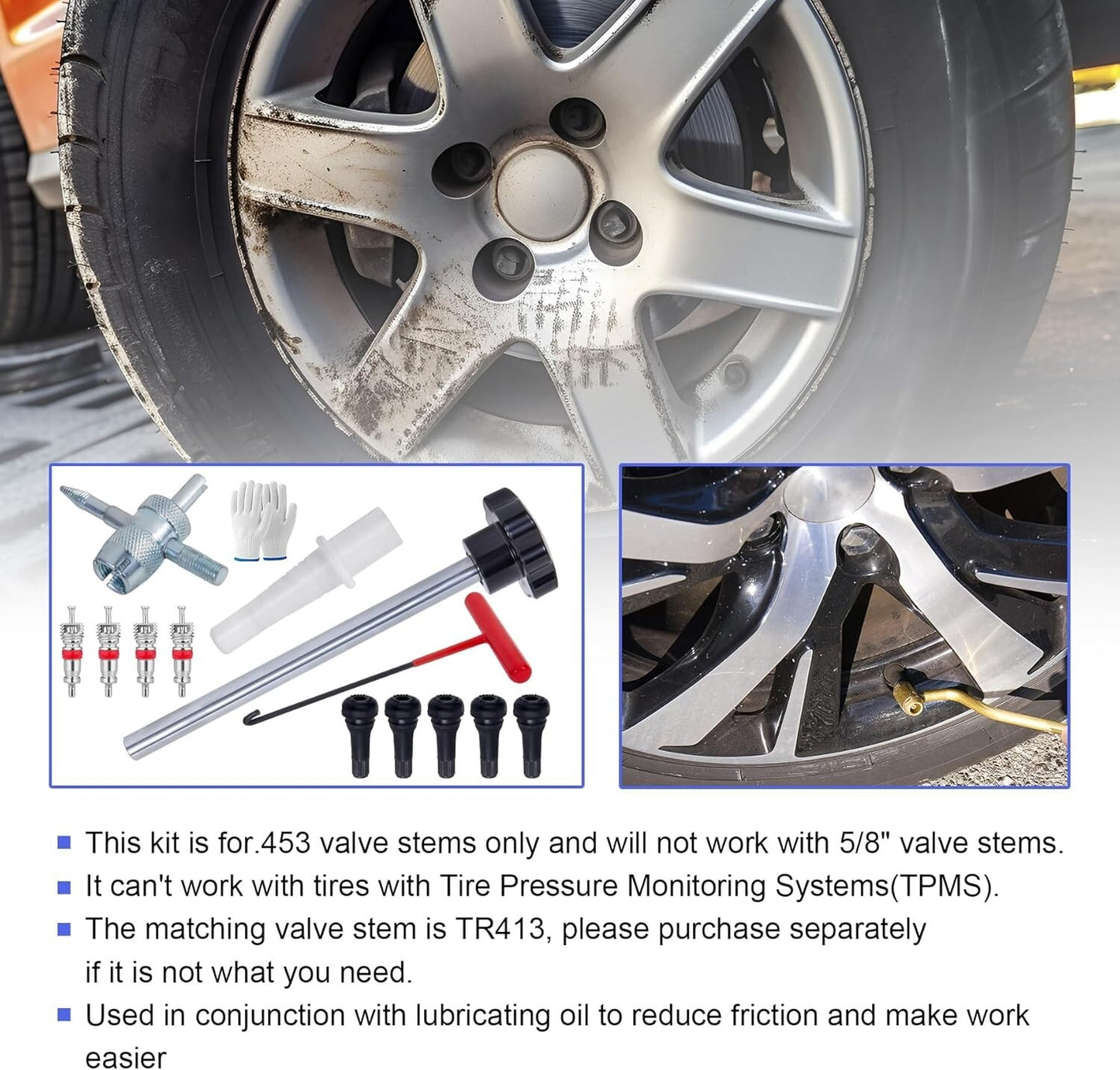 13PCS Valve Stem Tool Kit Tire Installer Tool Valve Remover Tool Quick Change