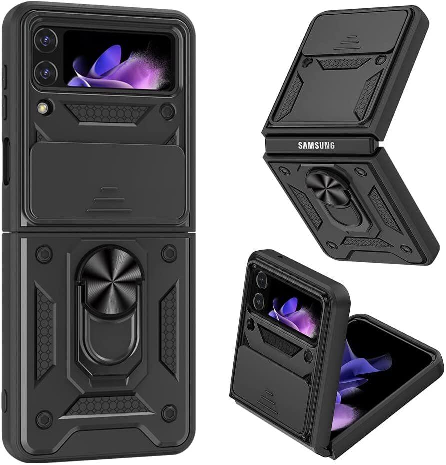 Shockproof Case For Samsung Galaxy Z Flip6 Flip5 4 Case Shockproof Stand Slide Camera Ring Cover